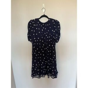 DKNY navy white embroidered flower dress size 6